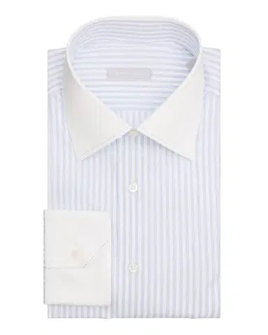 Stefano Ricci Men's Contrast Collar and Cuff Cotton Stripe Dress Shirt | Thumbnail 3 Stefano Ricci Men's Contrast Collar and Cuff Cotton Stripe Dress Shirt | Thumbnail 3