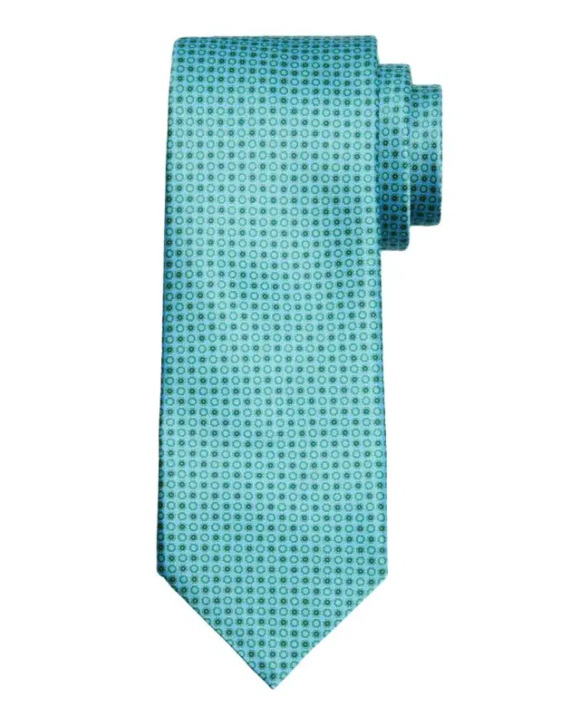 Men 's Micro-Floral Geometric Silk Tie