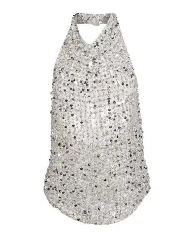 Lapointe Sequined Net Mesh Halter Top | Thumbnail 1