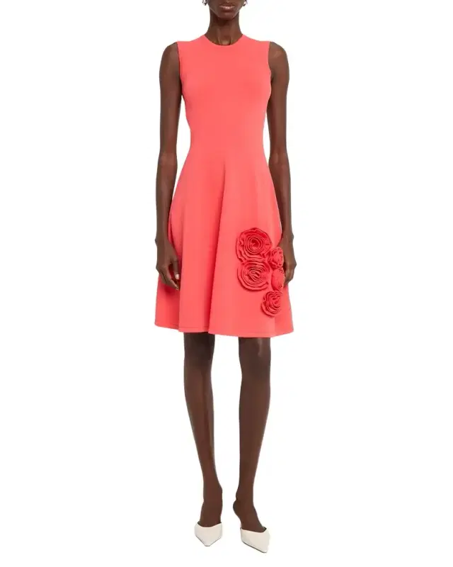 Rose Knit Sleeveless A-Line Dress
