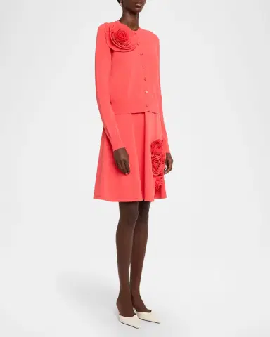 Lela Rose Rose Detail Knit Crewneck Cardigan | Thumbnail 2