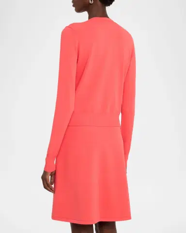 Lela Rose Rose Detail Knit Crewneck Cardigan | Thumbnail 3