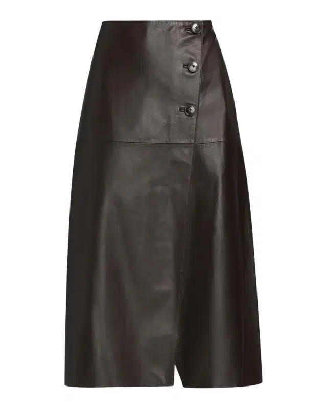 Leather A-Line Midi Skirt