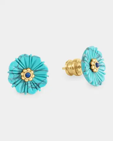 Anabel Aram Jewelry Milos Carved Stone Flower Stud Earrings, Turquoise | Thumbnail 2 Anabel Aram Jewelry Milos Carved Stone Flower Stud Earrings, Turquoise | Thumbnail 2
