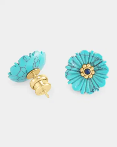 Anabel Aram Jewelry Milos Carved Stone Flower Stud Earrings, Turquoise | Thumbnail 3 Anabel Aram Jewelry Milos Carved Stone Flower Stud Earrings, Turquoise | Thumbnail 3