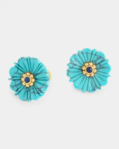 Anabel Aram Jewelry Milos Carved Stone Flower Stud Earrings, Turquoise | Thumbnail 4 Anabel Aram Jewelry Milos Carved Stone Flower Stud Earrings, Turquoise | Thumbnail 4