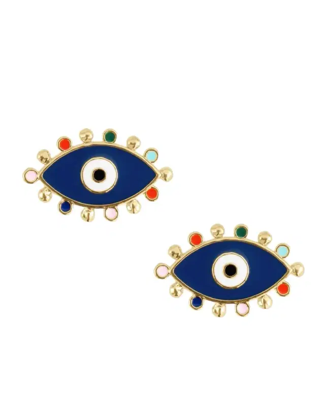 Milos Evil Eye Stud Earrings