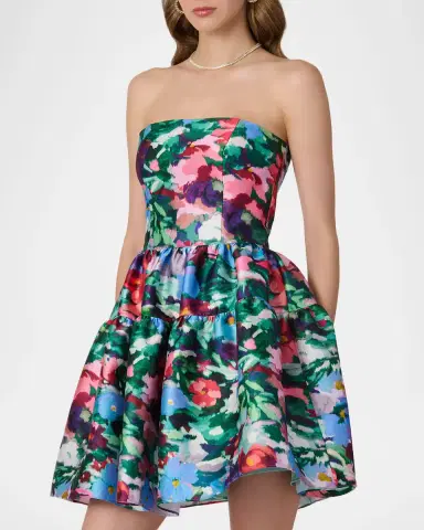 Shoshanna Kyrie Strapless Floral-Print Mini Dress | Thumbnail 4 Shoshanna Kyrie Strapless Floral-Print Mini Dress | Thumbnail 4
