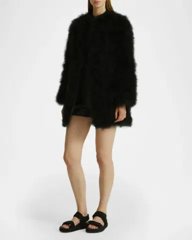 Yves Salomon Feathered Shawl-Collar Coat | Thumbnail 2