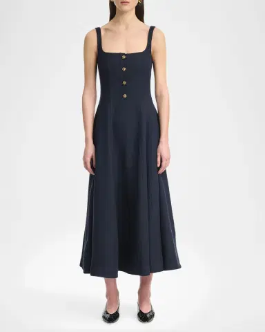 Altuzarra Orrie Sleeveless Linen-Blend Tea-Length Dress | Thumbnail 2