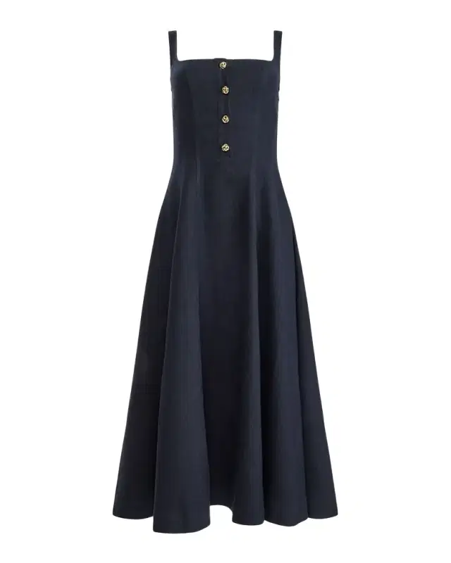 Orrie Sleeveless Linen-Blend Tea-Length Dress