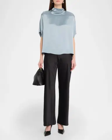 LAPOINTE Fluid Mock-Neck Satin Cape Tee | Thumbnail 2 LAPOINTE Fluid Mock-Neck Satin Cape Tee | Thumbnail 2