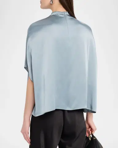 LAPOINTE Fluid Mock-Neck Satin Cape Tee | Thumbnail 3 LAPOINTE Fluid Mock-Neck Satin Cape Tee | Thumbnail 3