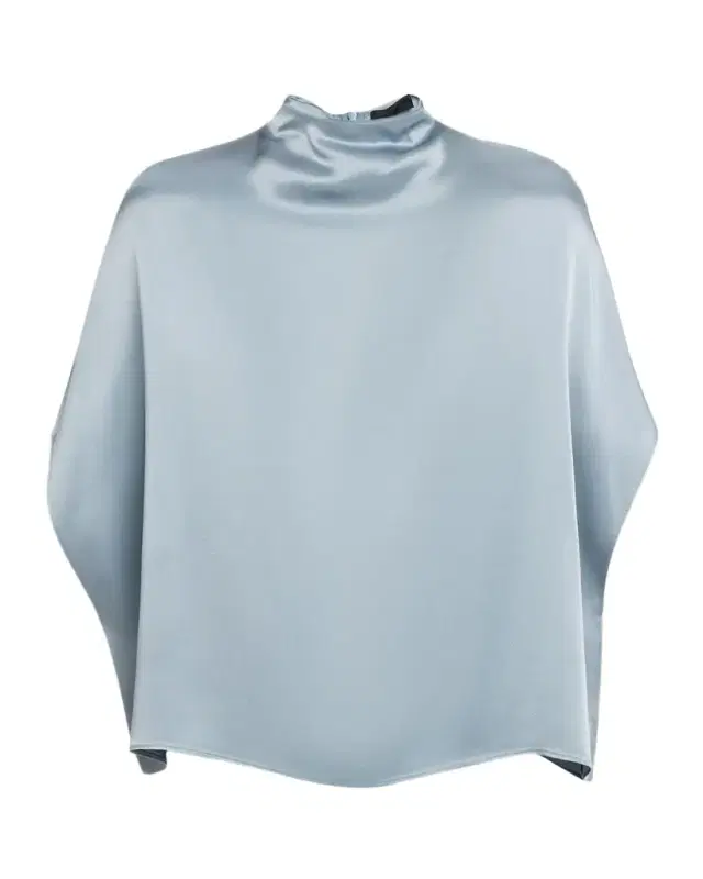 Fluid Mock-Neck Satin Cape Tee