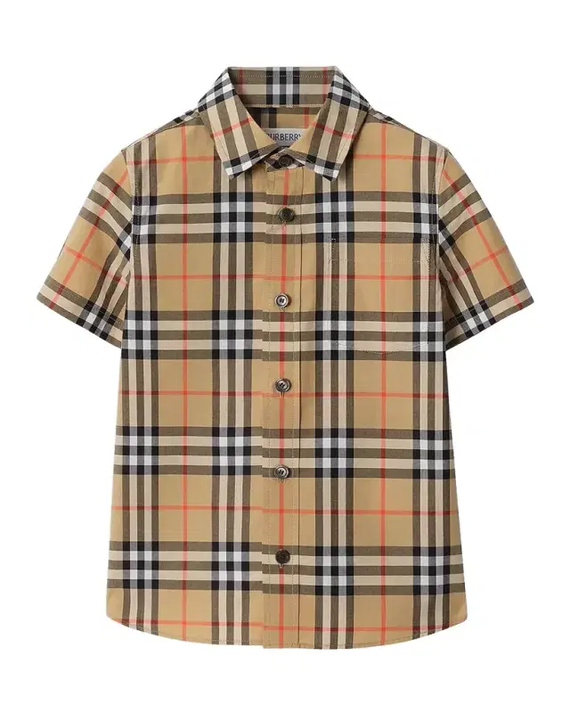 Boy 's Owen Short-Sleeve Check Cotton Shirt, Size 3-14