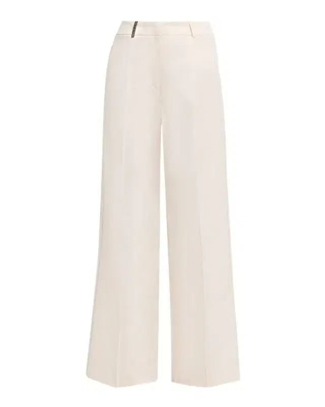 Stretch Cotton Sateen Palazzo Trousers