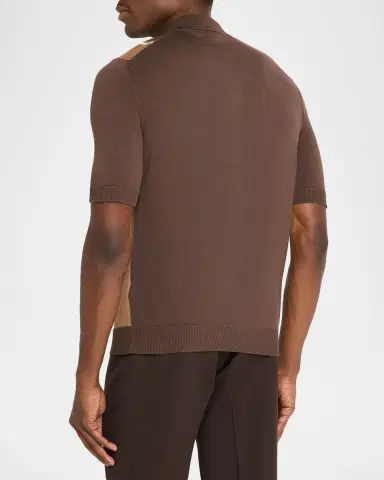 Isaia Men's Mulberry Silk Striped Polo Sweater | Thumbnail 3