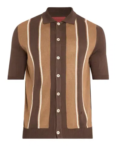 Isaia Men's Mulberry Silk Striped Polo Sweater | Thumbnail 1