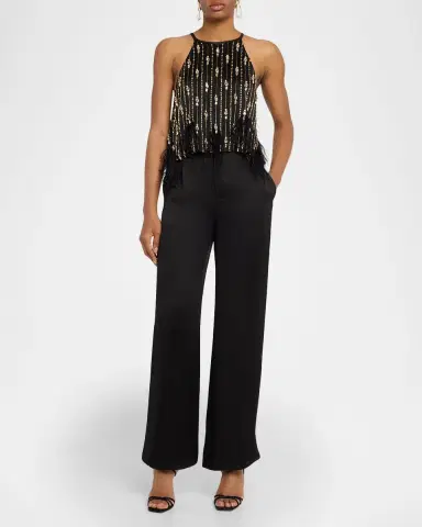 Lapointe Embellished Satin Crop Halter Top | Thumbnail 2