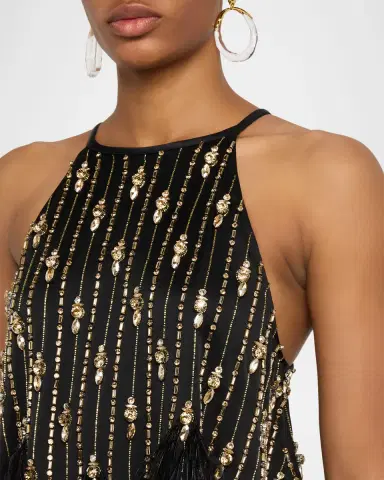 Lapointe Embellished Satin Crop Halter Top | Thumbnail 5
