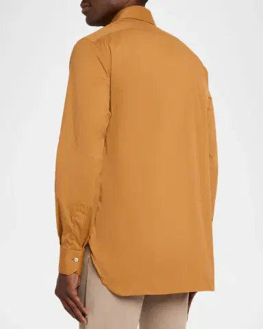 Kiton Men's Solid Cotton Sport Shirt | Thumbnail 3 Kiton Men's Solid Cotton Sport Shirt | Thumbnail 3