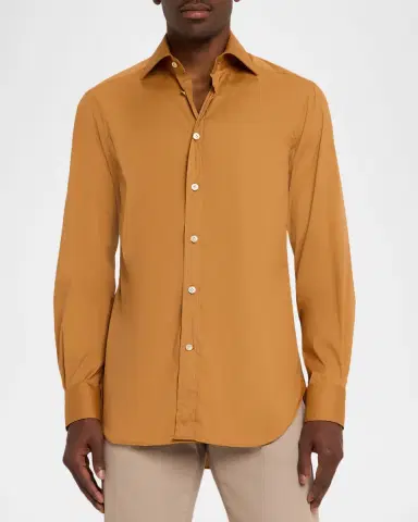 Kiton Men's Solid Cotton Sport Shirt | Thumbnail 4 Kiton Men's Solid Cotton Sport Shirt | Thumbnail 4