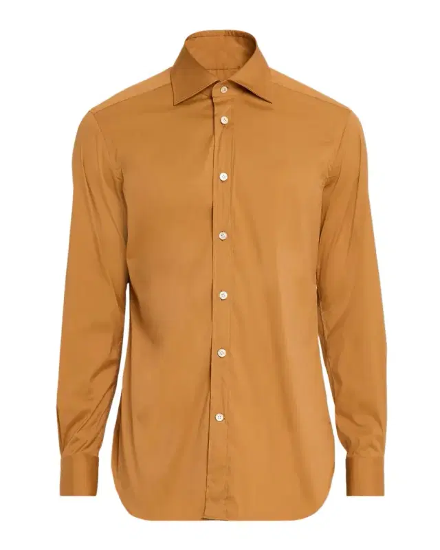 Kiton Men 's Solid Cotton Sport Shirt