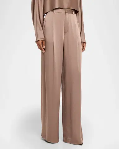 Lapointe High-Rise Pleated Satin Wide-Leg Pants | Thumbnail 3 Lapointe High-Rise Pleated Satin Wide-Leg Pants | Thumbnail 3