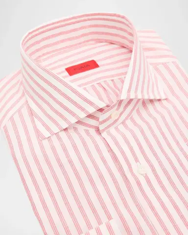 Isaia Men's Candy Stripe Cotton and Linen Dress Shirt | Thumbnail 2