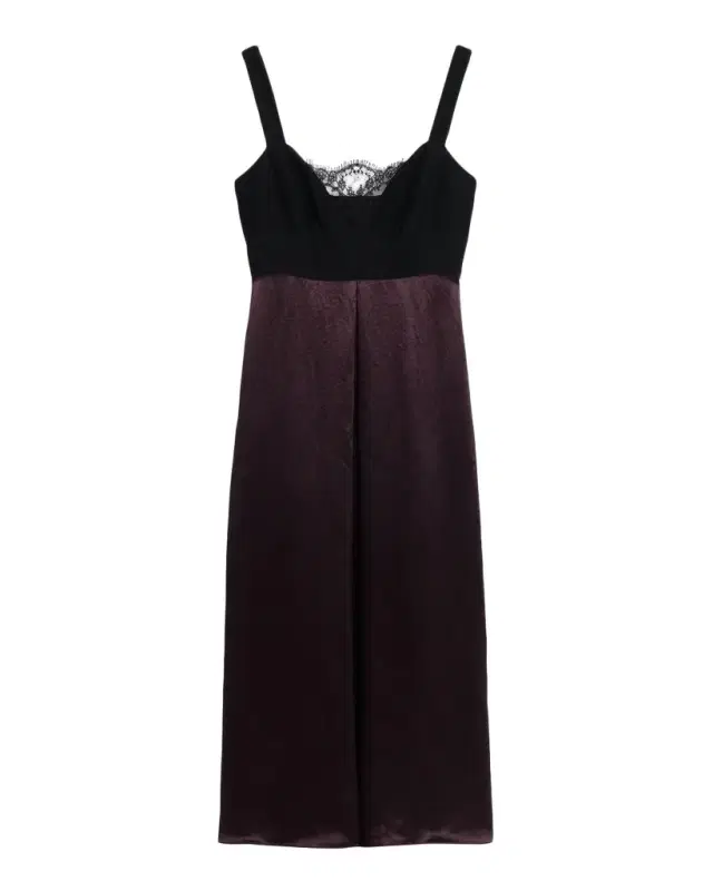 Sleeveless Lace Bustier Silk Midi Dress