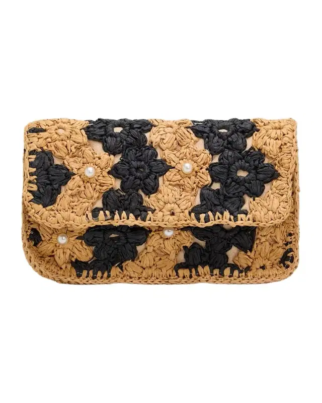Shiloh Floral Raffia Crossbody Bag