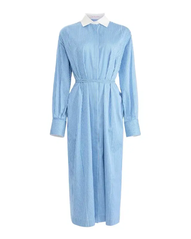 Floyd Cotton Stripe Waist-Tie Maxi Shirtdress