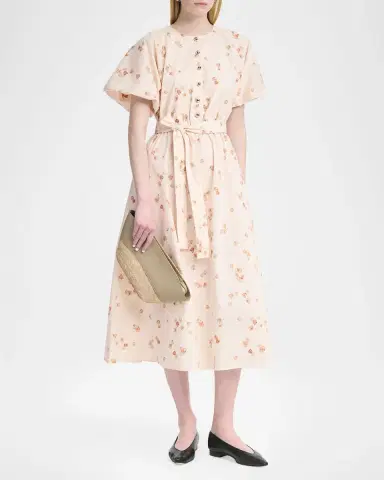 Altuzarra Paulina Floral-Print Waist-Tie Midi Dress | Thumbnail 2 Altuzarra Paulina Floral-Print Waist-Tie Midi Dress | Thumbnail 2