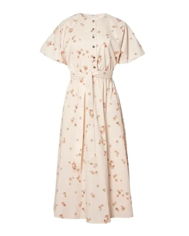 Paulina Floral-Print Waist-Tie Midi Dress
