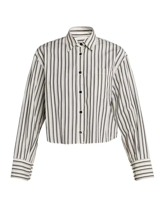 Striped Cotton Crop Button-Down Shirt