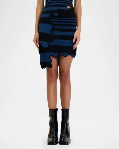 PH5 Chloe Striped Asymmetric Wavy Mini Skirt | Thumbnail 4