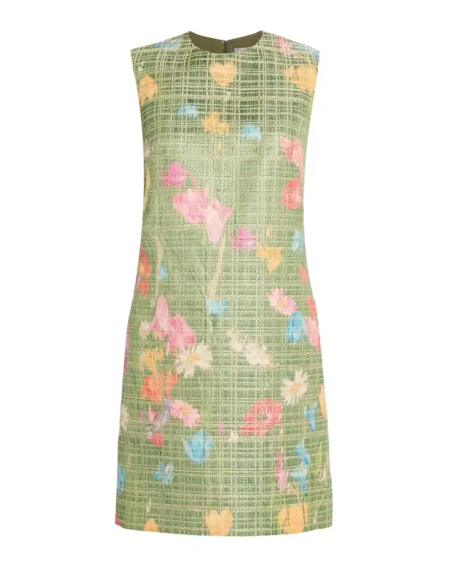 Floral Raffia Embroidered Tulle Sleeveless Mini Dress