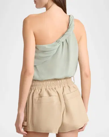 Balmain One-Shoulder Twisted Silk Crepe Top | Thumbnail 3 Balmain One-Shoulder Twisted Silk Crepe Top | Thumbnail 3