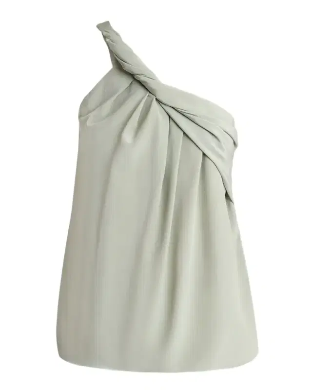 One-Shoulder Twisted Silk Crepe Top