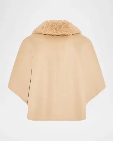 Yves Salomon Cashmere-Blend Cape with Removable Shearling Collar | Thumbnail 2 Yves Salomon Cashmere-Blend Cape with Removable Shearling Collar | Thumbnail 2