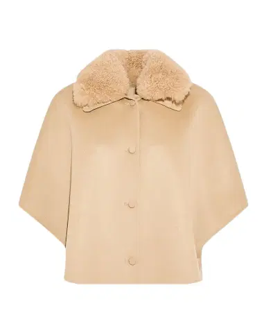Yves Salomon Cashmere-Blend Cape with Removable Shearling Collar | Thumbnail 1 Yves Salomon Cashmere-Blend Cape with Removable Shearling Collar | Thumbnail 1
