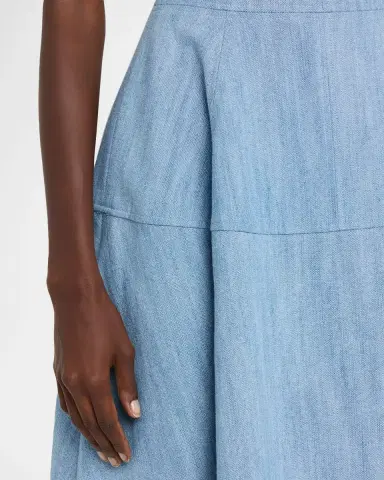 Lela Rose Denim A-Line Midi Skirt | Thumbnail 5 Lela Rose Denim A-Line Midi Skirt | Thumbnail 5