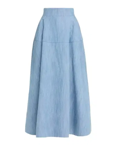 Lela Rose Denim A-Line Midi Skirt | Thumbnail 1 Lela Rose Denim A-Line Midi Skirt | Thumbnail 1