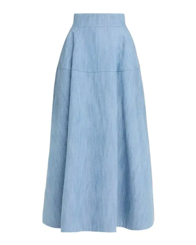 Denim A-Line Midi Skirt