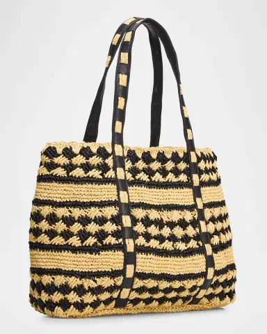 BTB Los Angeles Mae Two-Tone Raffia Tote Bag | Thumbnail 3