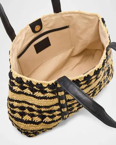 BTB Los Angeles Mae Two-Tone Raffia Tote Bag | Thumbnail 4