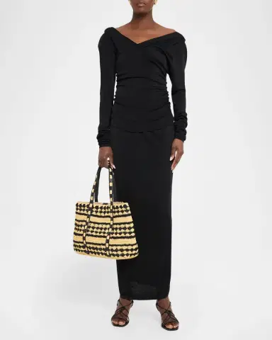 BTB Los Angeles Mae Two-Tone Raffia Tote Bag | Thumbnail 5