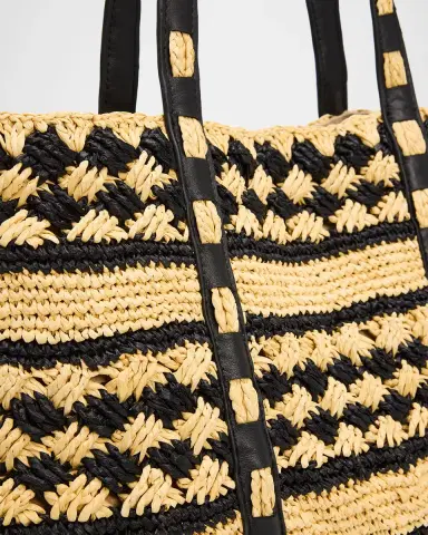 BTB Los Angeles Mae Two-Tone Raffia Tote Bag | Thumbnail 6