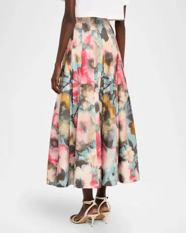 Lela Rose Floral Printed Cotton Midi Skirt | Thumbnail 3 Lela Rose Floral Printed Cotton Midi Skirt | Thumbnail 3