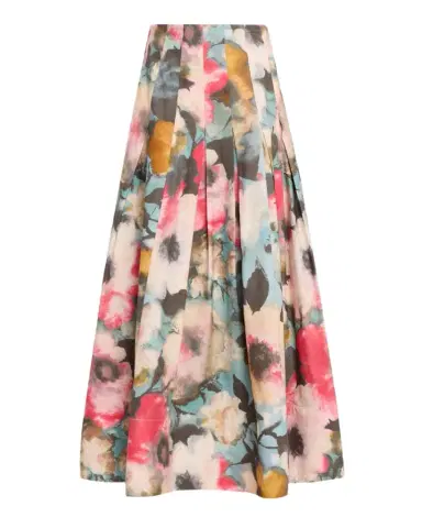 Lela Rose Floral Printed Cotton Midi Skirt | Thumbnail 1 Lela Rose Floral Printed Cotton Midi Skirt | Thumbnail 1